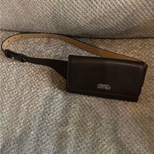 Michael Kors Black Leather Belt Bag Fanny Pack Adjustable Strap $78 Retail